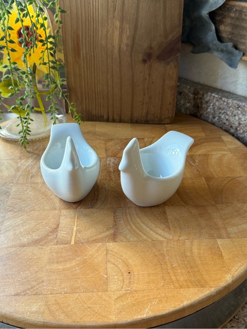 A Pair of Little Nest Keepers – Vintage White Ceramic Bird Egg Holders